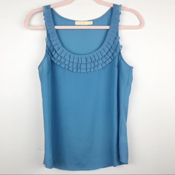 Urban Outfitters Tops - Pins & Needles Blue Ruffle Neck Tank Top Size S